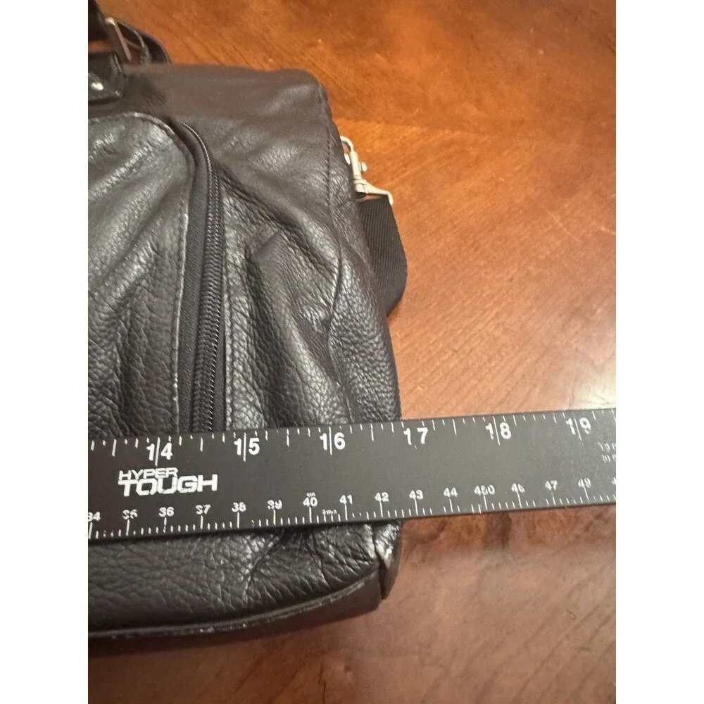 CLARKS Distressed Heavy Duty Black Leather large Laptop Bag